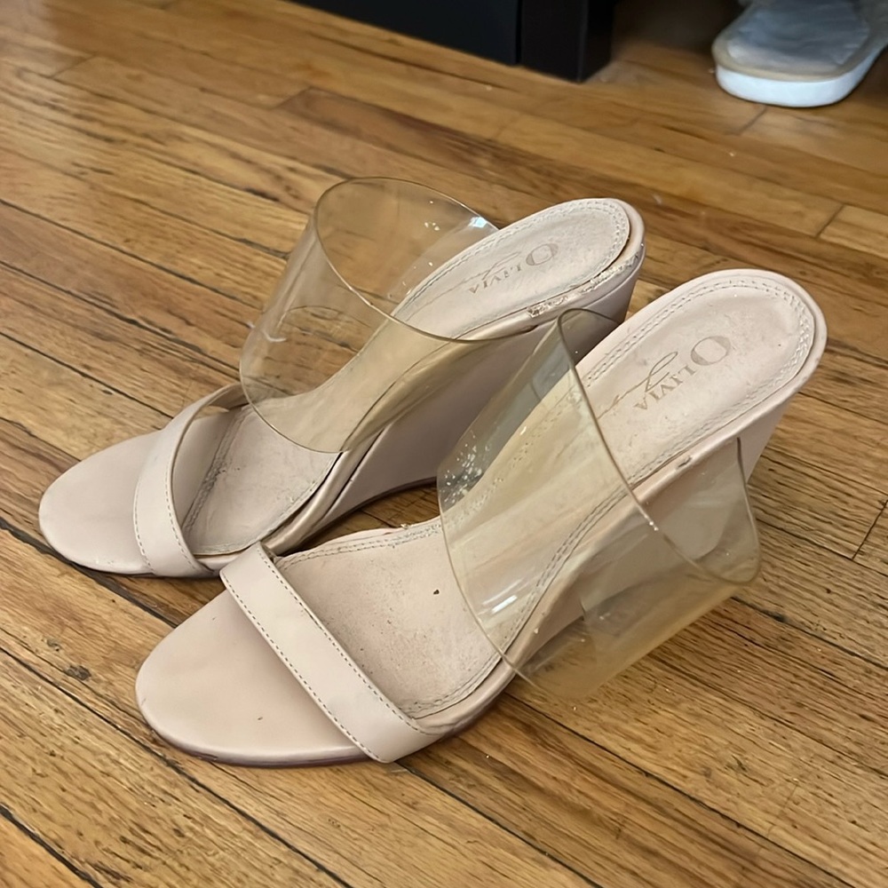 Wedge sandals with clear strap